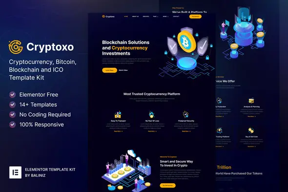 Cryptoxo-CryptocurrencyBlockchainBitcoinElementorTemplateKit.jpg.webp