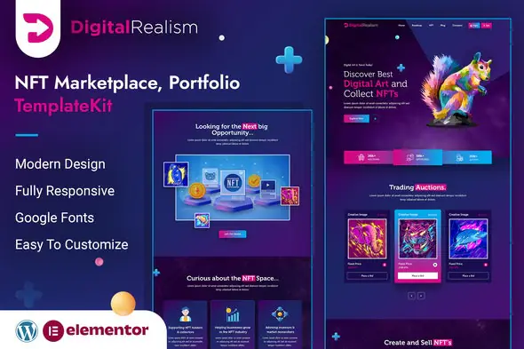 DigitalRealismNFTElementorTemplateKit.jpg.webp