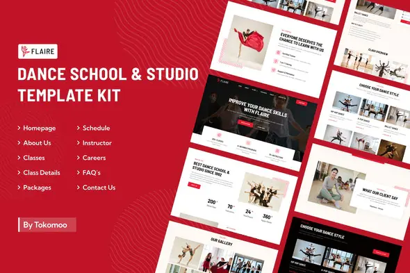 FlaireDanceSchoolStudioElementorTemplateKit.jpg.webp